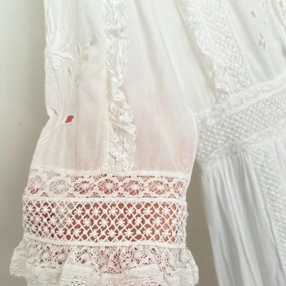 Ulla Johnson Madison Dress Blanc White Eyelet Tiered Ruffle Size 4